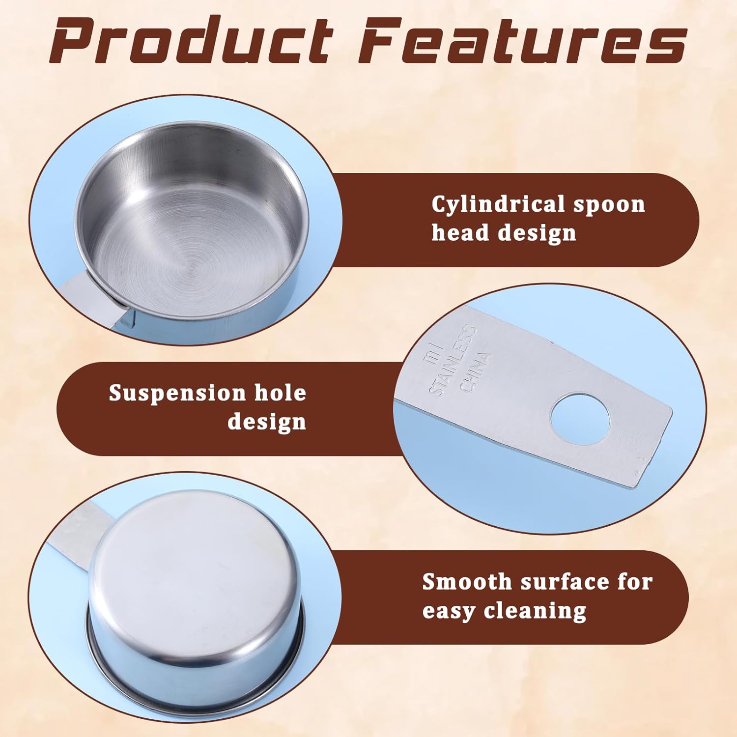 4 Pcs 1/4 Cup Measuring Cup, 60 ml Stainless Steel Measuring Cups Inner Scale Metal Liquid Measure Scoop 2 oz Cups for Coffee, Cooking, Baking, Kitchen Wet and Dry Ingredients, Dishwasher Safe - Image 2