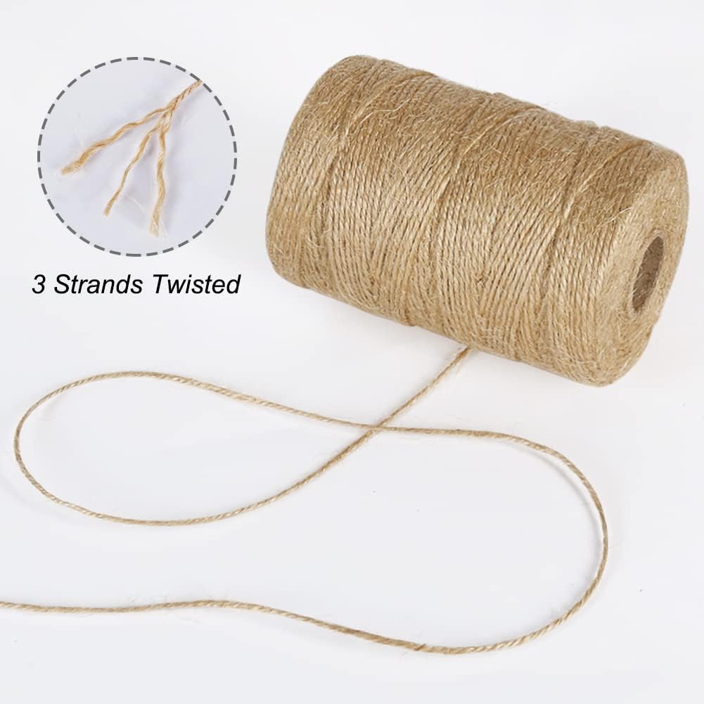 1000 Feet Natural Jute Twine, 2mm Twine String for Arts and Crafts, Gardening, Gift Wrapping, Packaging, Festive Decorations (2PCS x 500 Feet) - Image 2
