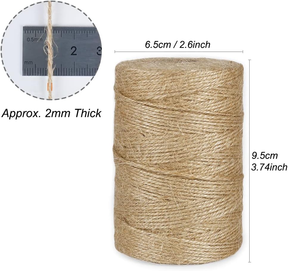 1000 Feet Natural Jute Twine, 2mm Twine String for Arts and Crafts, Gardening, Gift Wrapping, Packaging, Festive Decorations (2PCS x 500 Feet) - Image 7