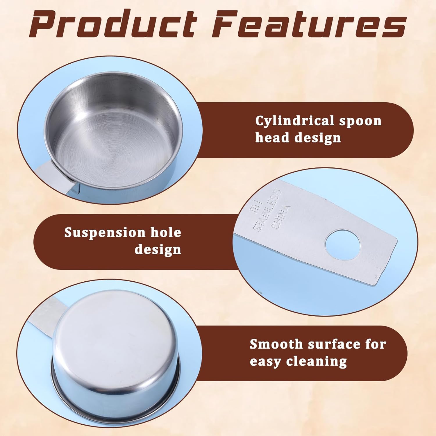 2 Pcs 1/4 Cup Stainless Steel Measuring Cup, 60 ml 2 oz Stainless Steel Measuring Cups Metal Coffee Scoop Cat Food Scoops for Wet and Dry Ingredients Cooking Baking Kitchen, Dishwasher Safe - Image 3