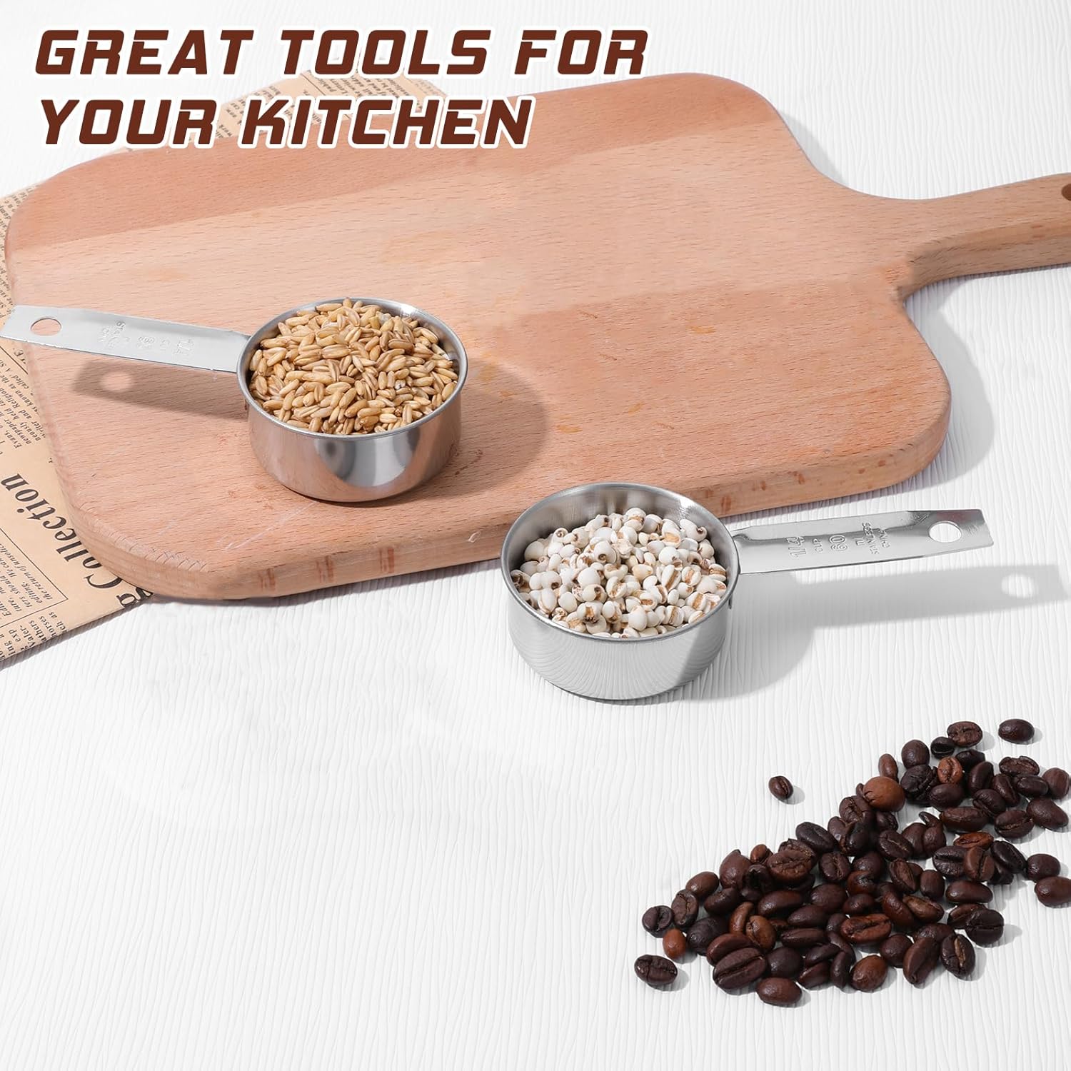2 Pcs 1/4 Cup Stainless Steel Measuring Cup, 60 ml 2 oz Stainless Steel Measuring Cups Metal Coffee Scoop Cat Food Scoops for Wet and Dry Ingredients Cooking Baking Kitchen, Dishwasher Safe - Image 4