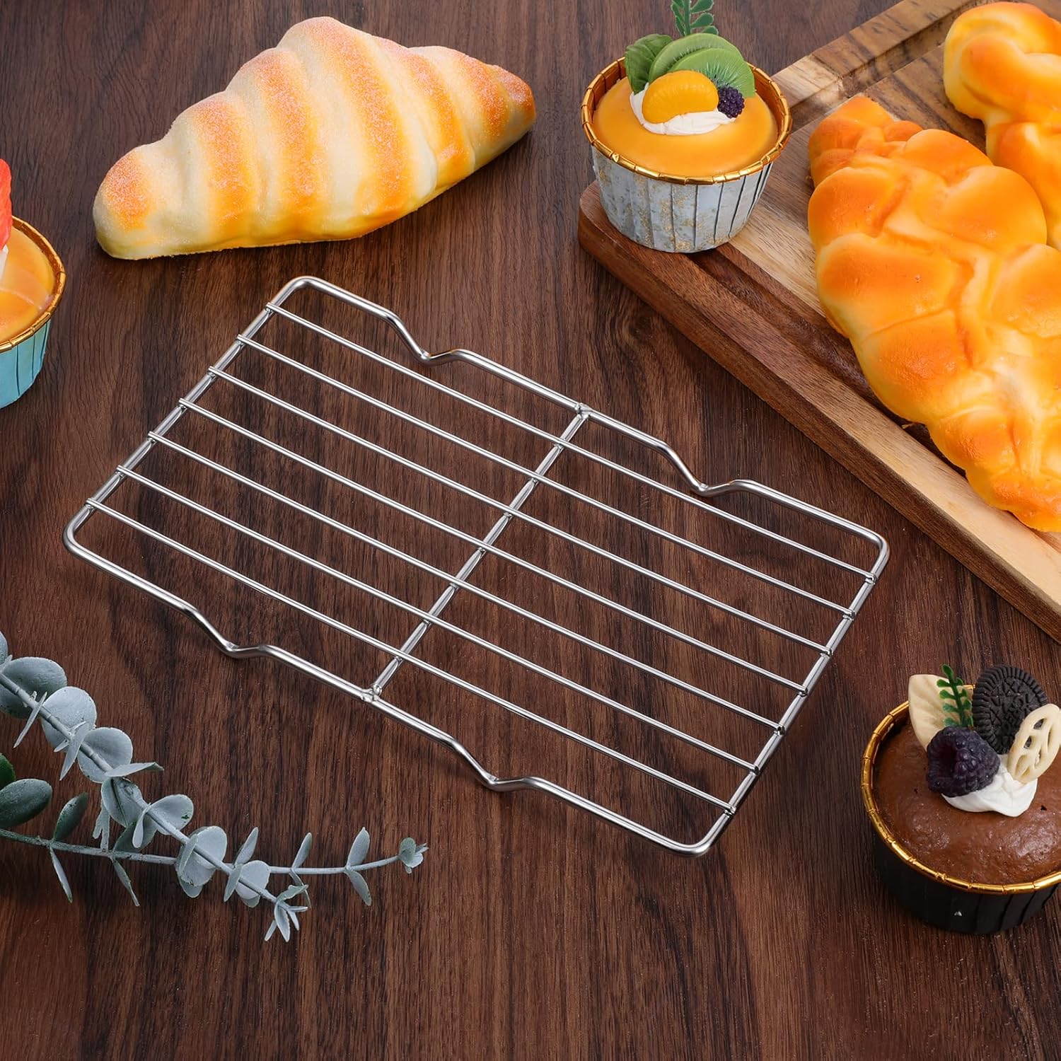 Roasting Rack Stainless Steel Wire Rack for Baking Sheet 5.3 x 8.46 Inch Heavy Duty Wire Grate Oven Grill Rack Oven Rack Cooling Rack Baking Rack with 4 Legs Rectangle Wire Cooking Racks for Meat - Image 2