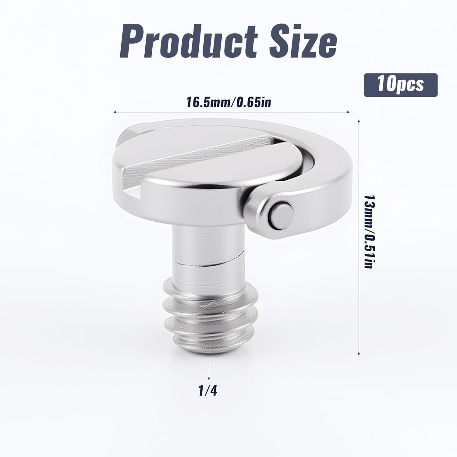10 Pack Stainless Steel D Ring Screw Hinged Holder, 1/4