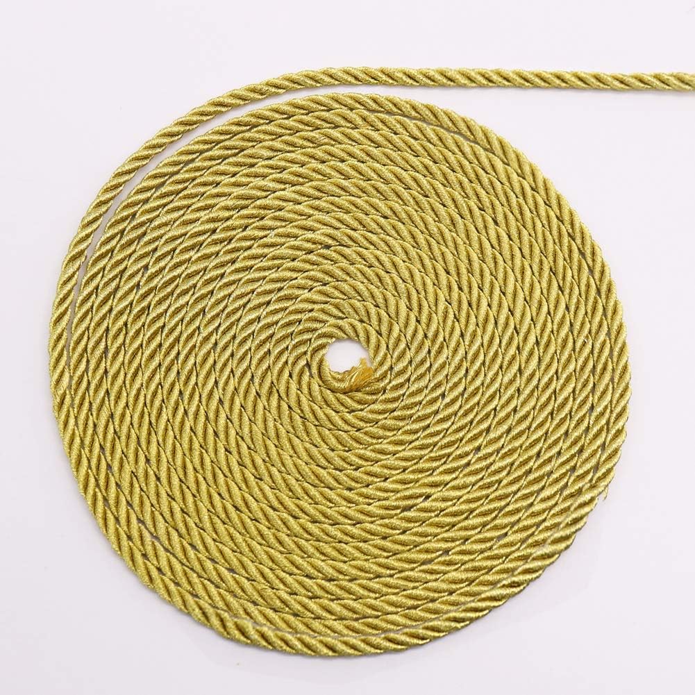 5mm Twisted Cord Trim, 59 Feet Gold Decorative Rope for Curtain Tieback, Upholstery, Honor Cord, Home Decor - Image 4