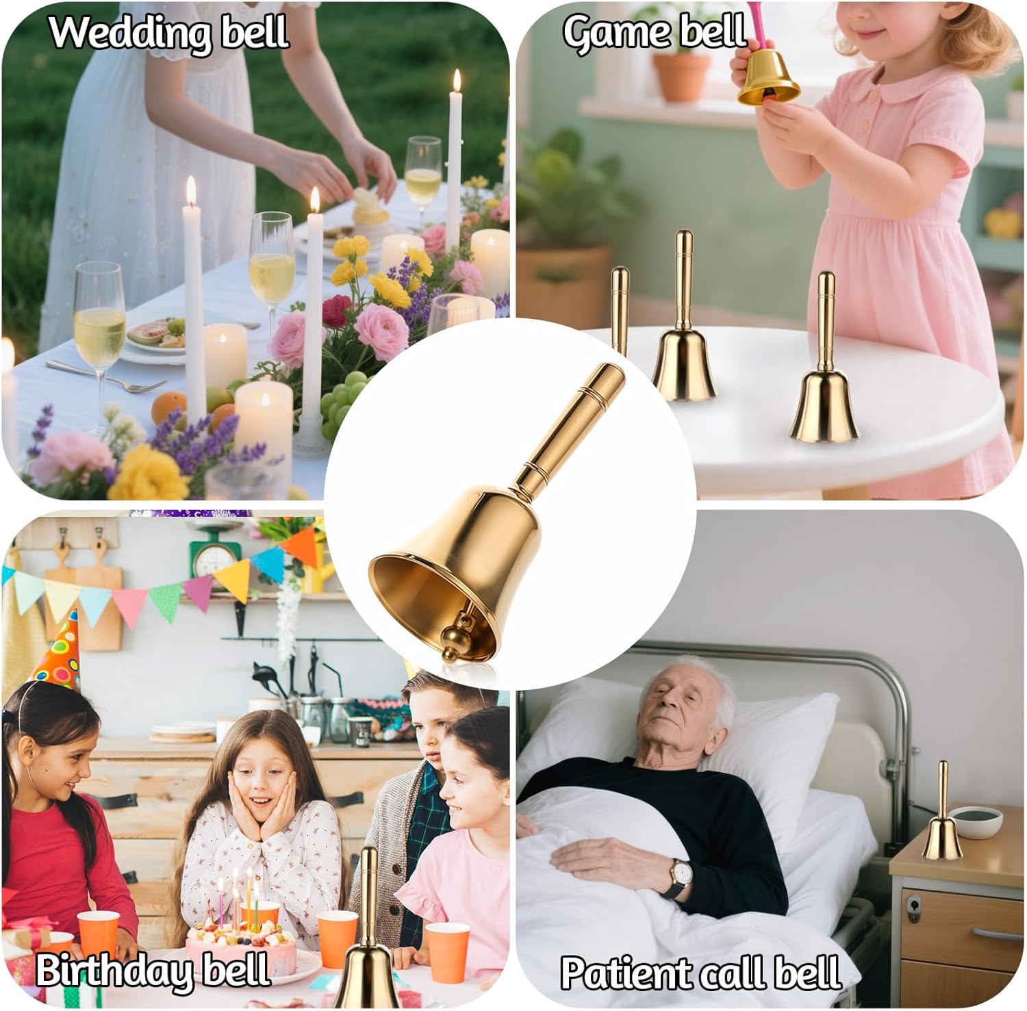 Dinner Bell, Super Loud Solid Brass Call Bells with Metal Handle, 3.9