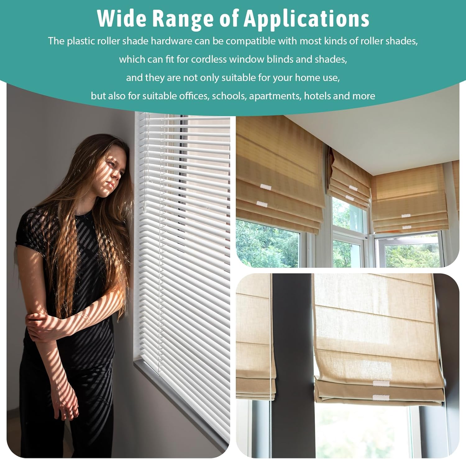 8 Pack Roller Window Shades Pulls, Clear Plastic Window Shades Hem Grips Handles R Type Windows Blinds Shade Pull Down Replacement Accessories for Roller Blinds, Home, Rv, Office, Hotel - Image 3