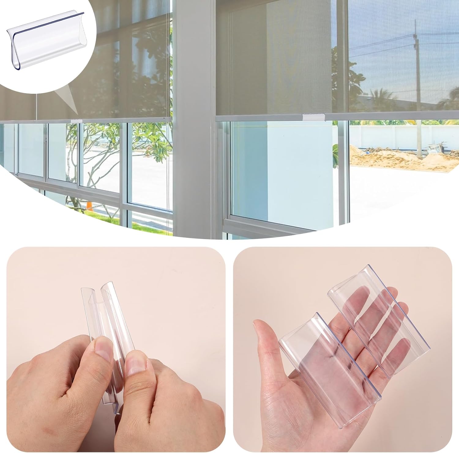 8 Pack Roller Window Shades Pulls, Clear Plastic Window Shades Hem Grips Handles R Type Windows Blinds Shade Pull Down Replacement Accessories for Roller Blinds, Home, Rv, Office, Hotel - Image 5
