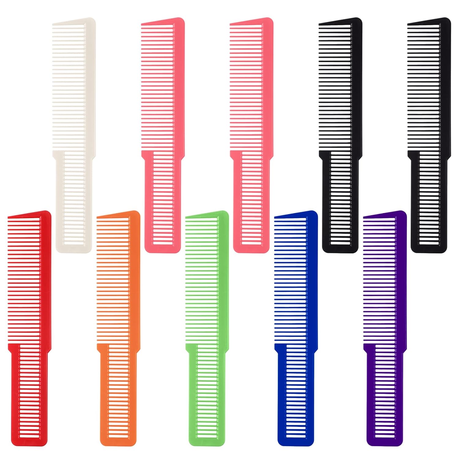 10 PCS Barber Combs, Hair Cutting Combs Professional Fine Tooth Comb Flat Top Clipper Comb Blending Hairstylist Essentials Hairdressing Salon Set for Women Men Hair Styling (Eye-Catching Colors) - Image 1