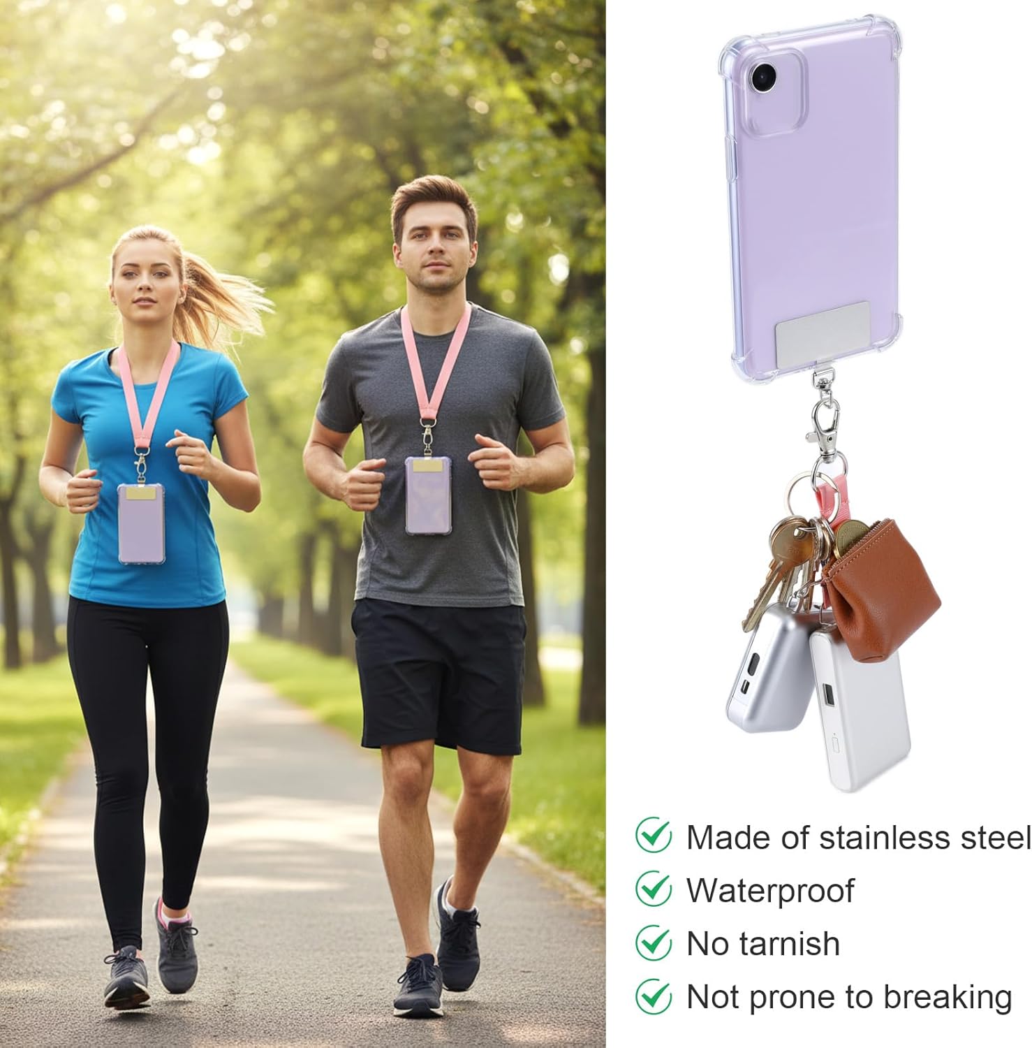 20 Pack Phone Tether Tab, 360° Rotatable Phone Lanyard Tab Stainless Steel Cellphone Lanyard Patch Universal Smartphone Lanyards Pad for Full Phones Cases (Silver) - Image 5