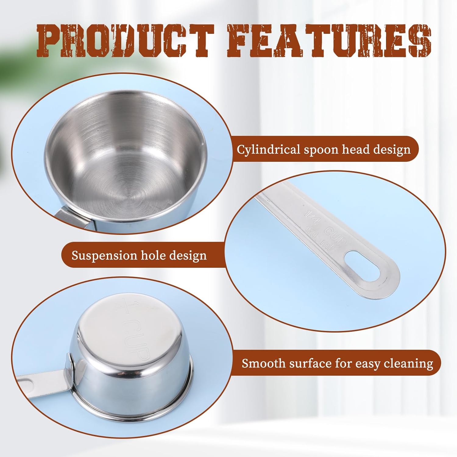 2 Pcs 1/4 Cup Stainless Steel Measuring Cup, 60ml, 2oz Metal Measuring Cups Coffee Measuring Cups Measure Scoop or Cooking, Baking, Kitchen Wet and Dry Ingredients, Dishwasher Safe - Image 3