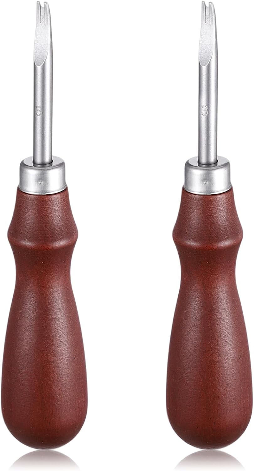 Leather Edge Skiving Beveler, 2 Pcs Leather Working Tools Burnishing Tool Edge Cutting Trimmer Tool for DIY Leathercraft Working 2 Sizes (1.0 mm, 1.5 mm) (3# + 5#) - Image 1