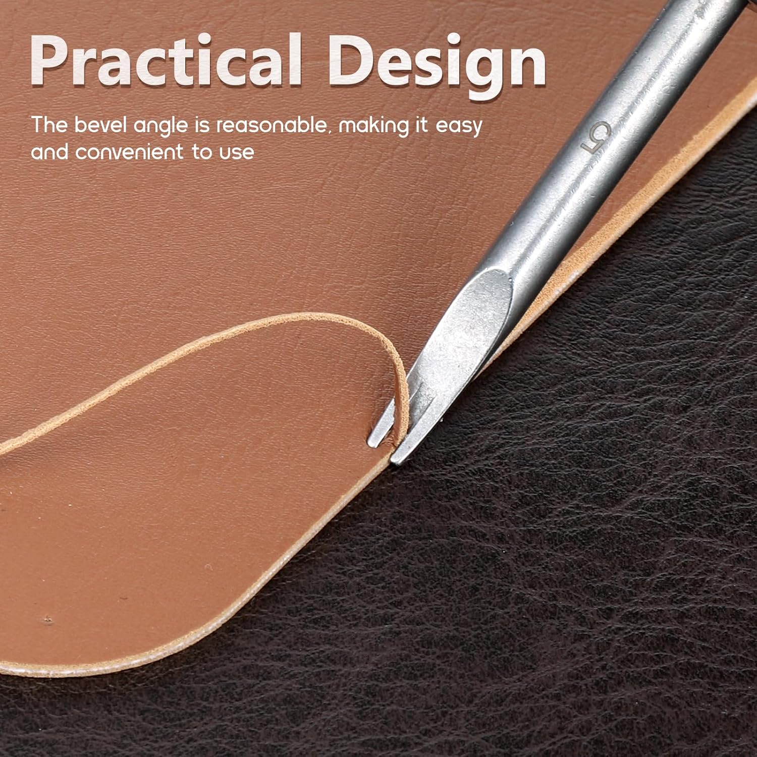 Leather Edge Skiving Beveler, 2 Pcs Leather Working Tools Burnishing Tool Edge Cutting Trimmer Tool for DIY Leathercraft Working 2 Sizes (1.0 mm, 1.5 mm) (3# + 5#) - Image 4