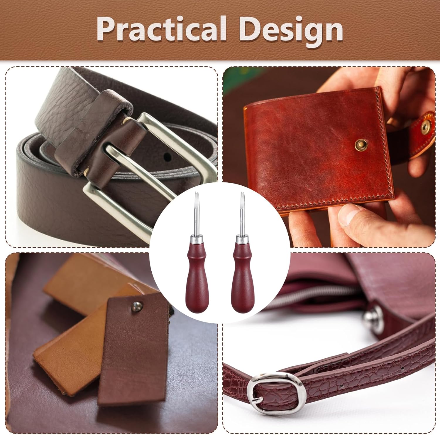 Leather Edge Skiving Beveler, 2 Pcs Leather Working Tools Burnishing Tool Edge Cutting Trimmer Tool for DIY Leathercraft Working 2 Sizes (1.0 mm, 1.5 mm) (3# + 5#) - Image 7