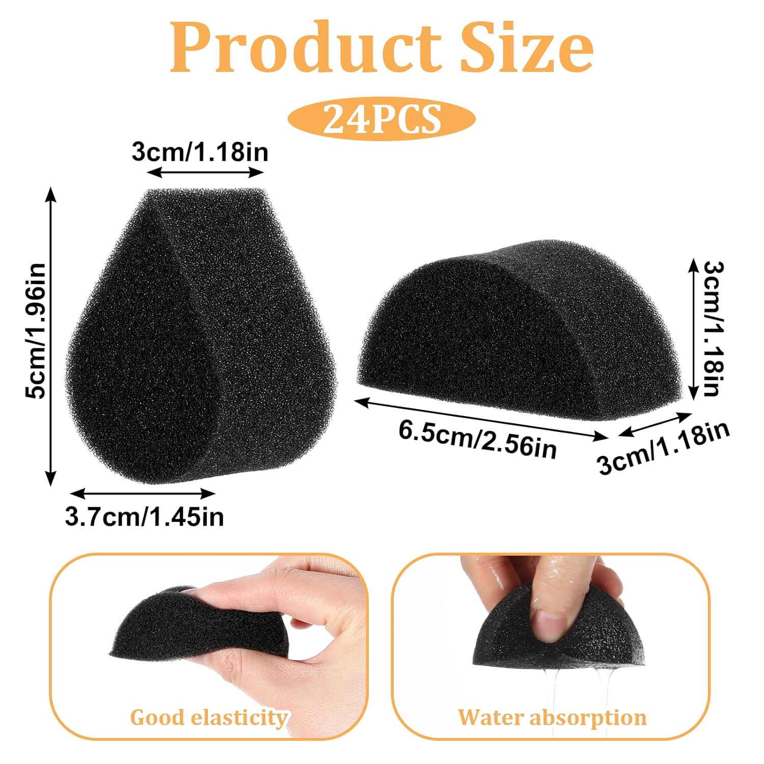 Face Painting Sponges, 24PCS Face Paint Sponges Professional Black High Density Petal Oval and Semicircular Faces Paint Brushes for Adult Art Work,Body Painting Tear Drop Halloween Christmas - Image 2