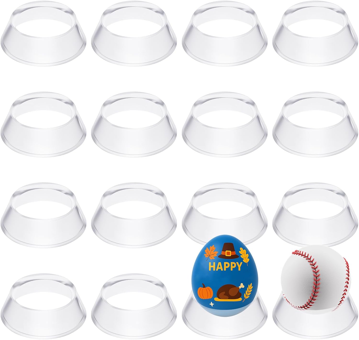 16 Pcs Acrylic Baseball Stand, 1.34 Inch Clear Ring Ball Sphere Stand Egg Crystal Holder Display Stands for Soccer, Basketball, Football, Volleyball, Softball, Bowling Ball, Collections - Image 1