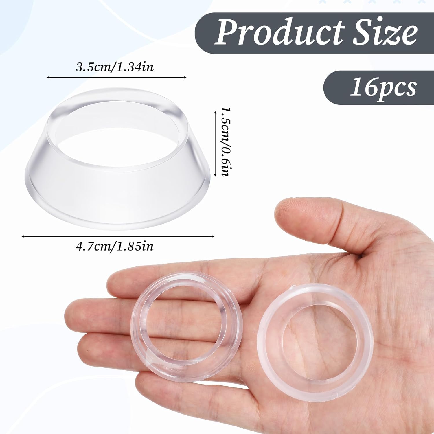 16 Pcs Acrylic Baseball Stand, 1.34 Inch Clear Ring Ball Sphere Stand Egg Crystal Holder Display Stands for Soccer, Basketball, Football, Volleyball, Softball, Bowling Ball, Collections - Image 2