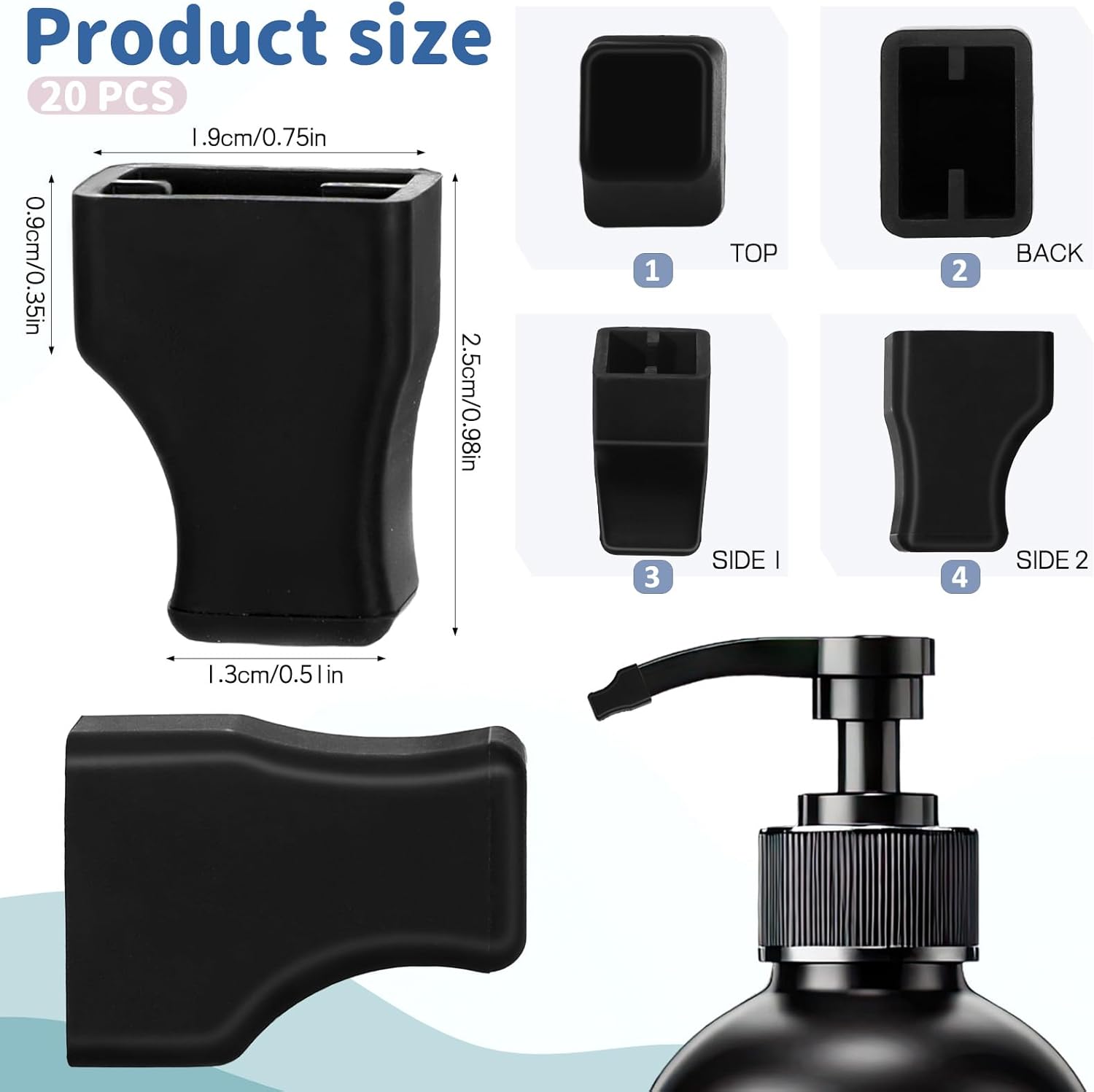 Coffee Syrup Pump Tip Covers, 20 Pack Syrup Pump Caps Black Rubber Syrups Caps Portable Practical Pourer Cap Keep Syrups Sugar Condiments Olive Clean for Pour Dispenser, Oil Liquor Bottle - Image 2