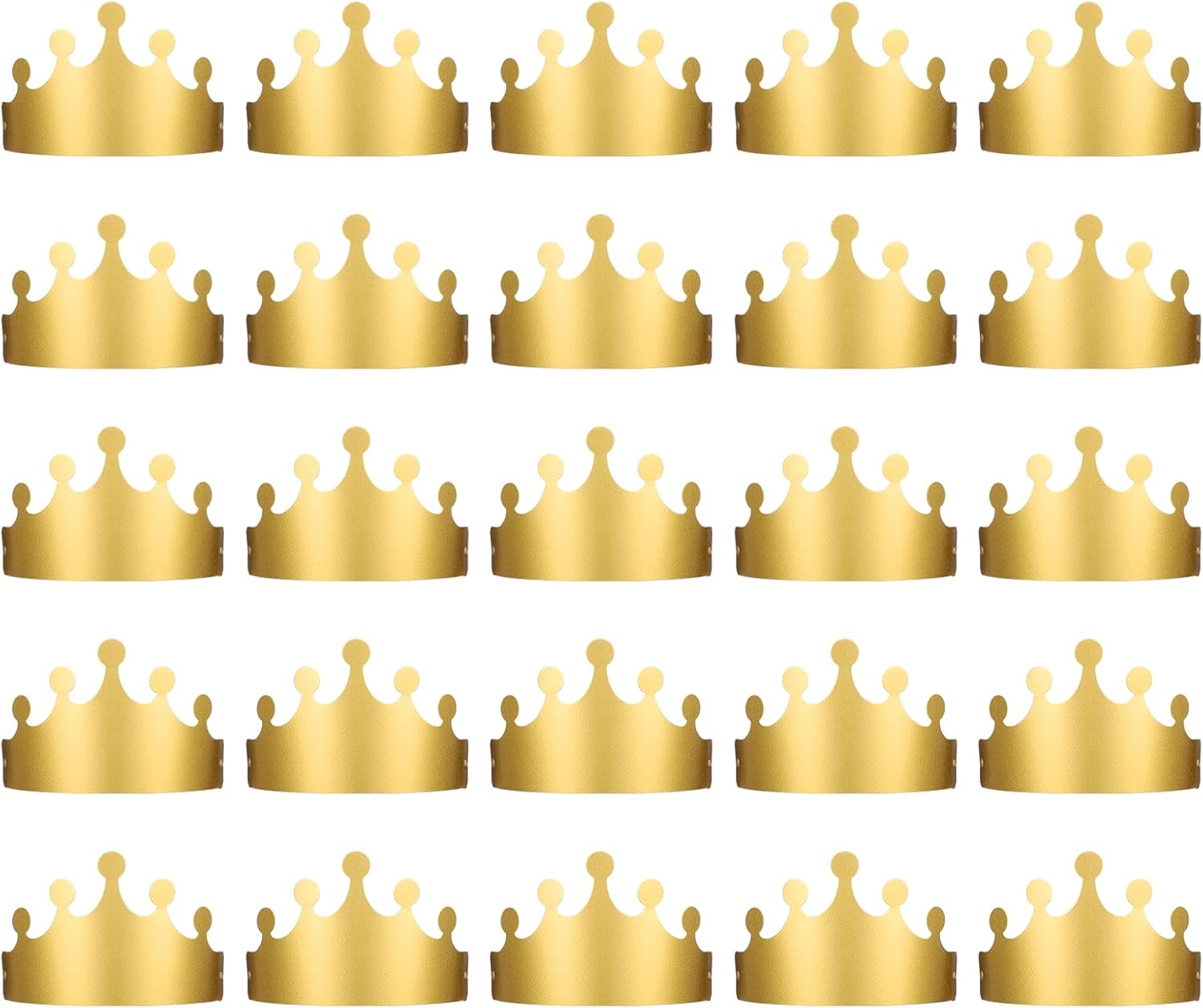 Gold Paper Crowns, 20 Pcs Golden King Crown Paper Crowns for Kids and Adults Foldable Party Crown Hat for Birthday Celebration Baby Shower Photo Props Wedding Anniversary (Matte Finish) - Image 1