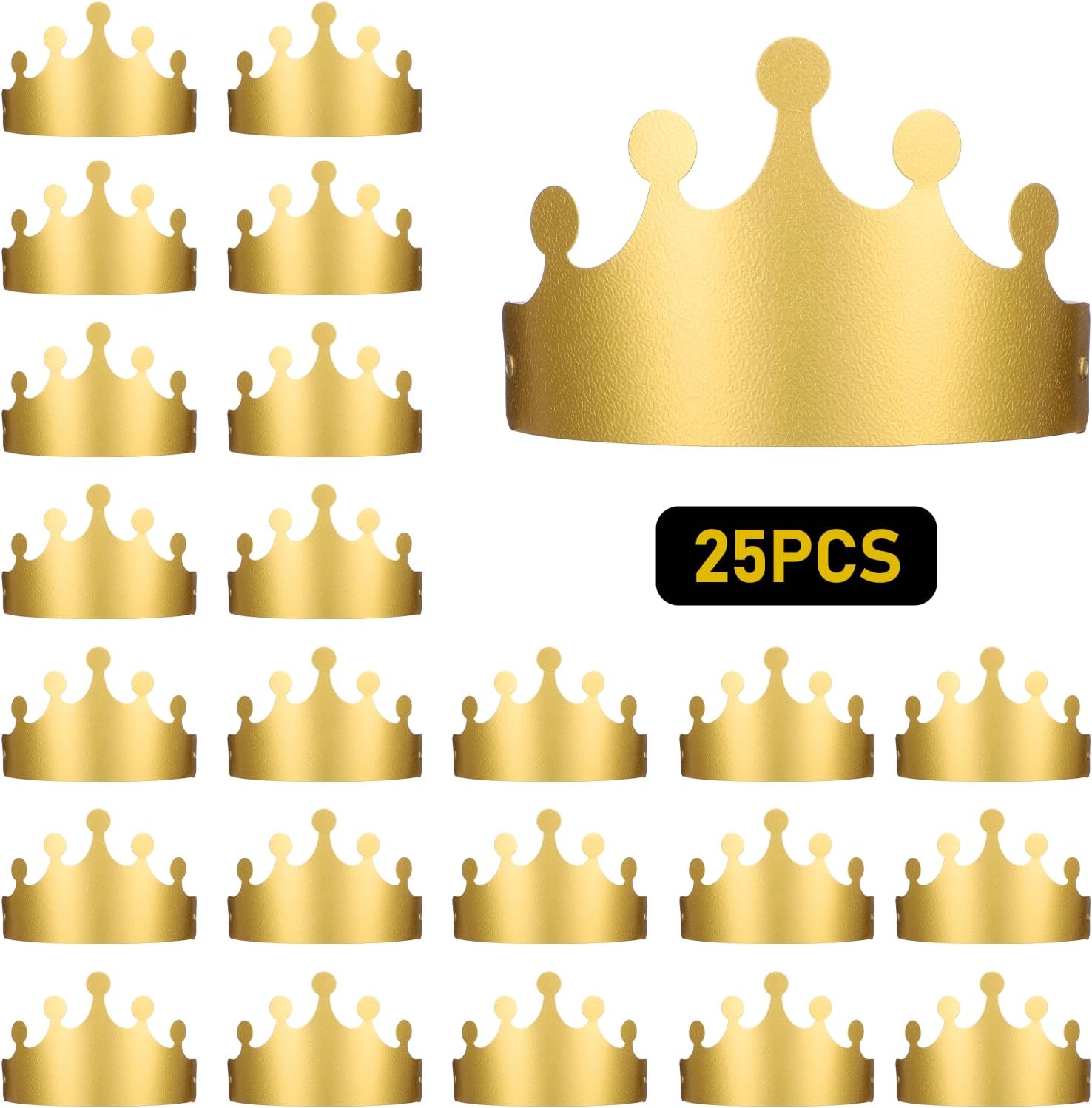 Gold Paper Crowns, 20 Pcs Golden King Crown Paper Crowns for Kids and Adults Foldable Party Crown Hat for Birthday Celebration Baby Shower Photo Props Wedding Anniversary (Matte Finish) - Image 3