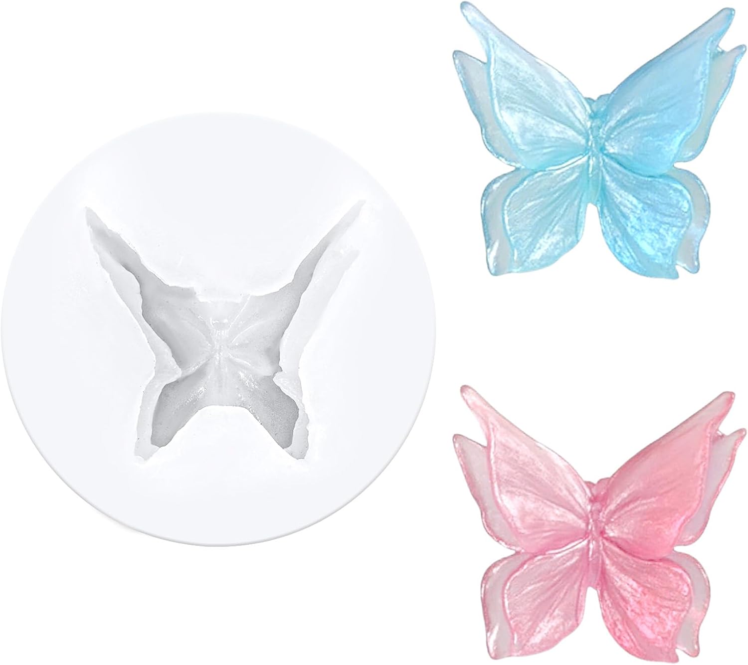 3D Flower Butterfly Silicone Molds, Butterfly Chocolate Fondant Soap Mold Double Layered Epoxy Resin Molds for Candy, DIY Scented Candles, Plaster, Cake Decorating and Crafts (White) - Image 1
