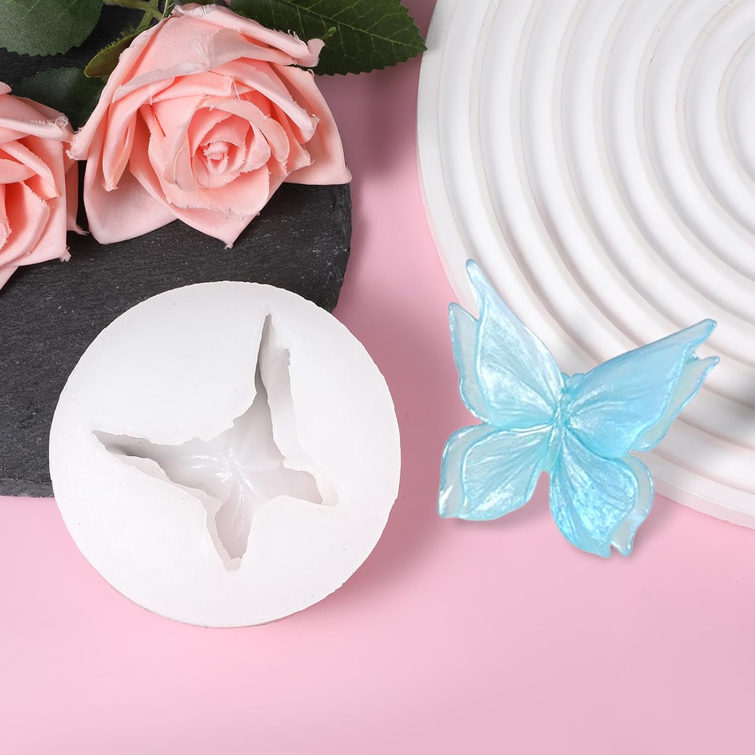 3D Flower Butterfly Silicone Molds, Butterfly Chocolate Fondant Soap Mold Double Layered Epoxy Resin Molds for Candy, DIY Scented Candles, Plaster, Cake Decorating and Crafts (White) - Image 5