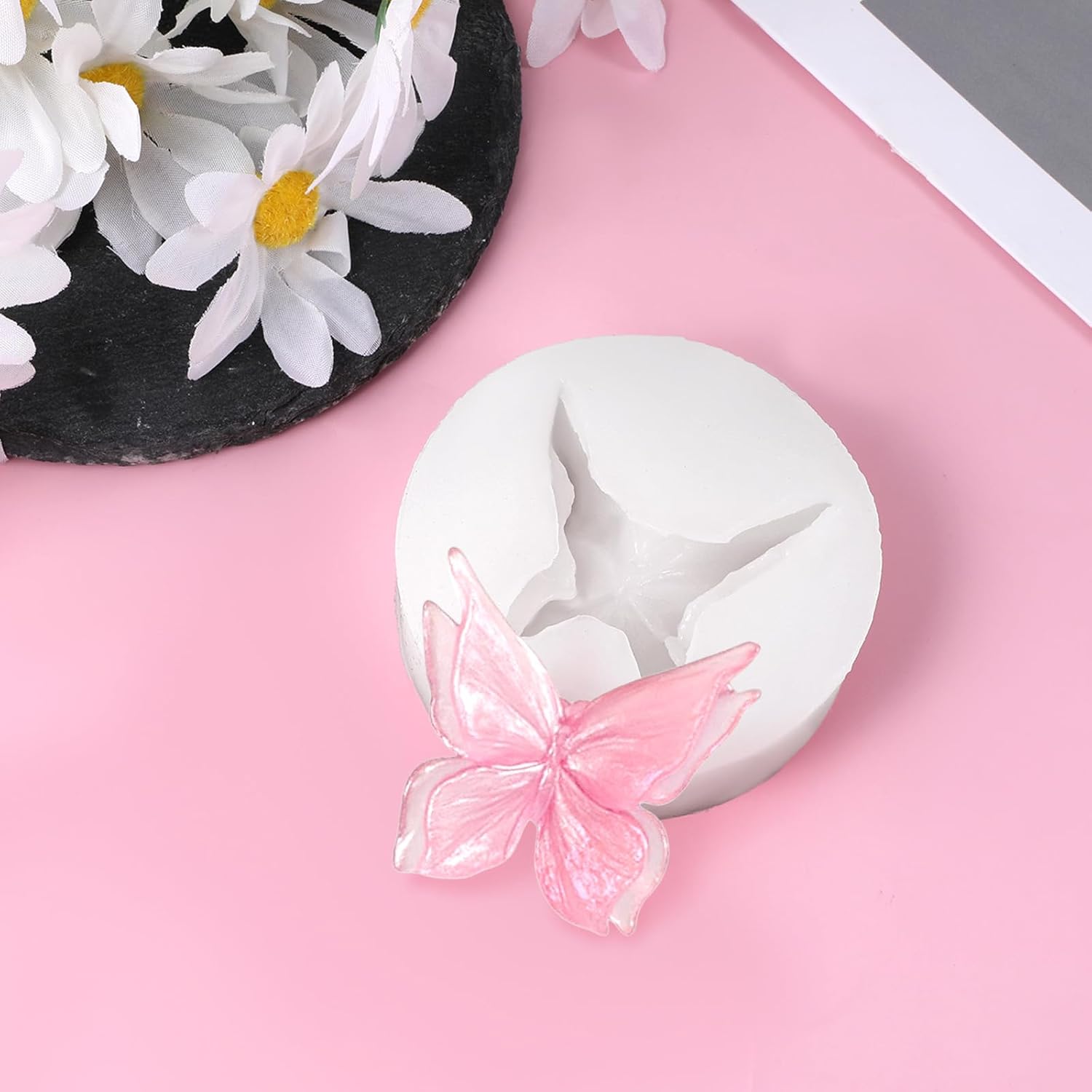 3D Flower Butterfly Silicone Molds, Butterfly Chocolate Fondant Soap Mold Double Layered Epoxy Resin Molds for Candy, DIY Scented Candles, Plaster, Cake Decorating and Crafts (White) - Image 6