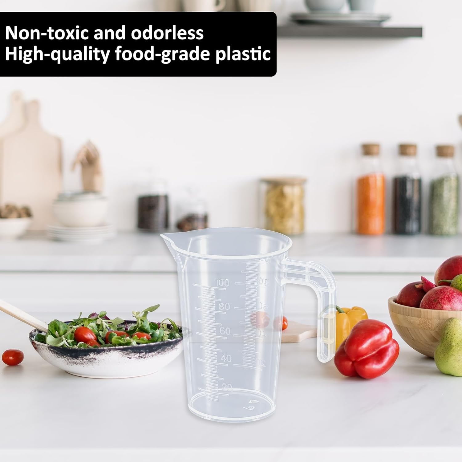 Plastic Measuring Beaker, 4 Pcs Liquid Measuring Cups, 100 ml Unbreakable Graduated Beakers with Handle and Spout, Transparent Clear Precise Markings for Kitchen Baking Lab Restaurant Use - Image 4