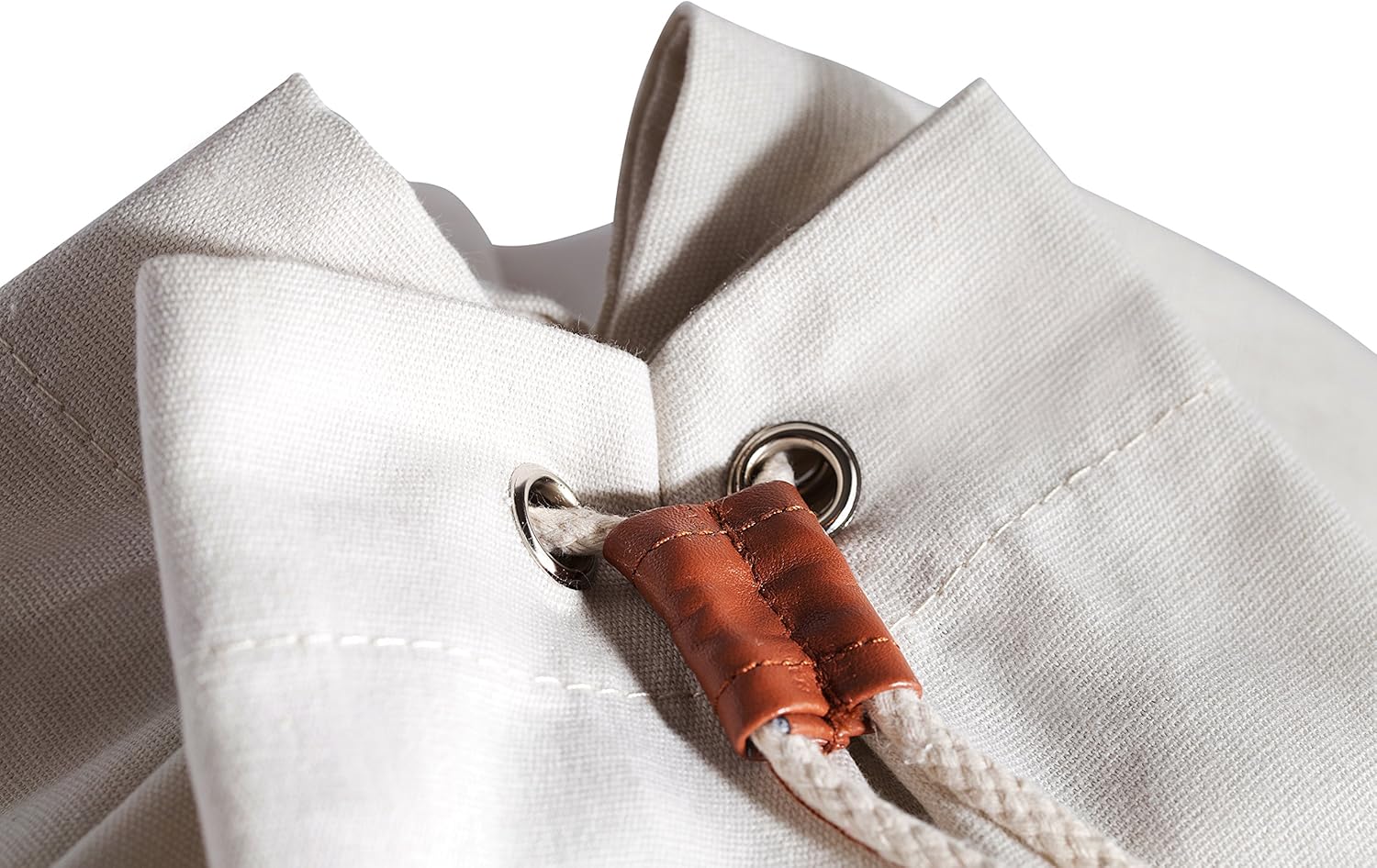 Canvas Duffel Bag - Drawstring, Leather Closure, Shoulder Strap - Image 4