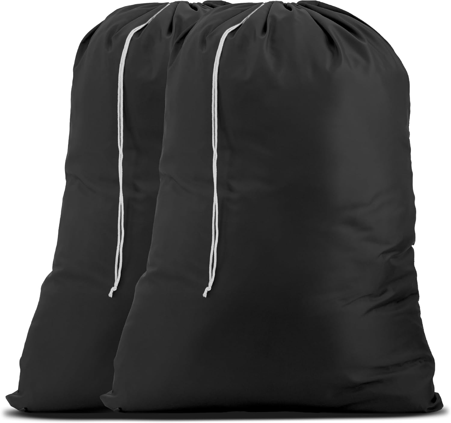 Nylon XL - Large Capacity with Locking Drawstring, Machine Washable, Fits Laundry Baskets or Hampers, Holds 3 Loads of Clothes - Black (Pack of 2) - Image 1