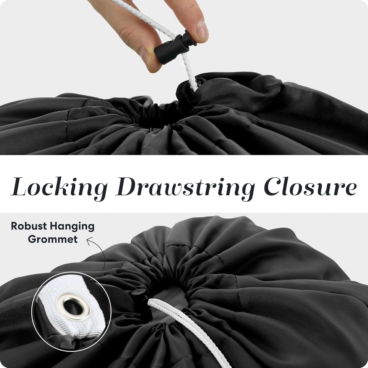 Nylon XL - Large Capacity with Locking Drawstring, Machine Washable, Fits Laundry Baskets or Hampers, Holds 3 Loads of Clothes - Black (Pack of 2) - Image 6