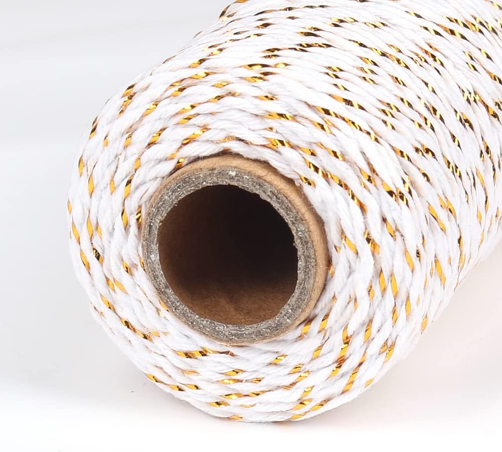 Bakers Twine, 2 Roll x 328 Feet 2mm Gold Wire Combined Christmas Twine String Ribbon for Gift Wrapping, Baking, Crafting, Holiday Decorations - Image 2