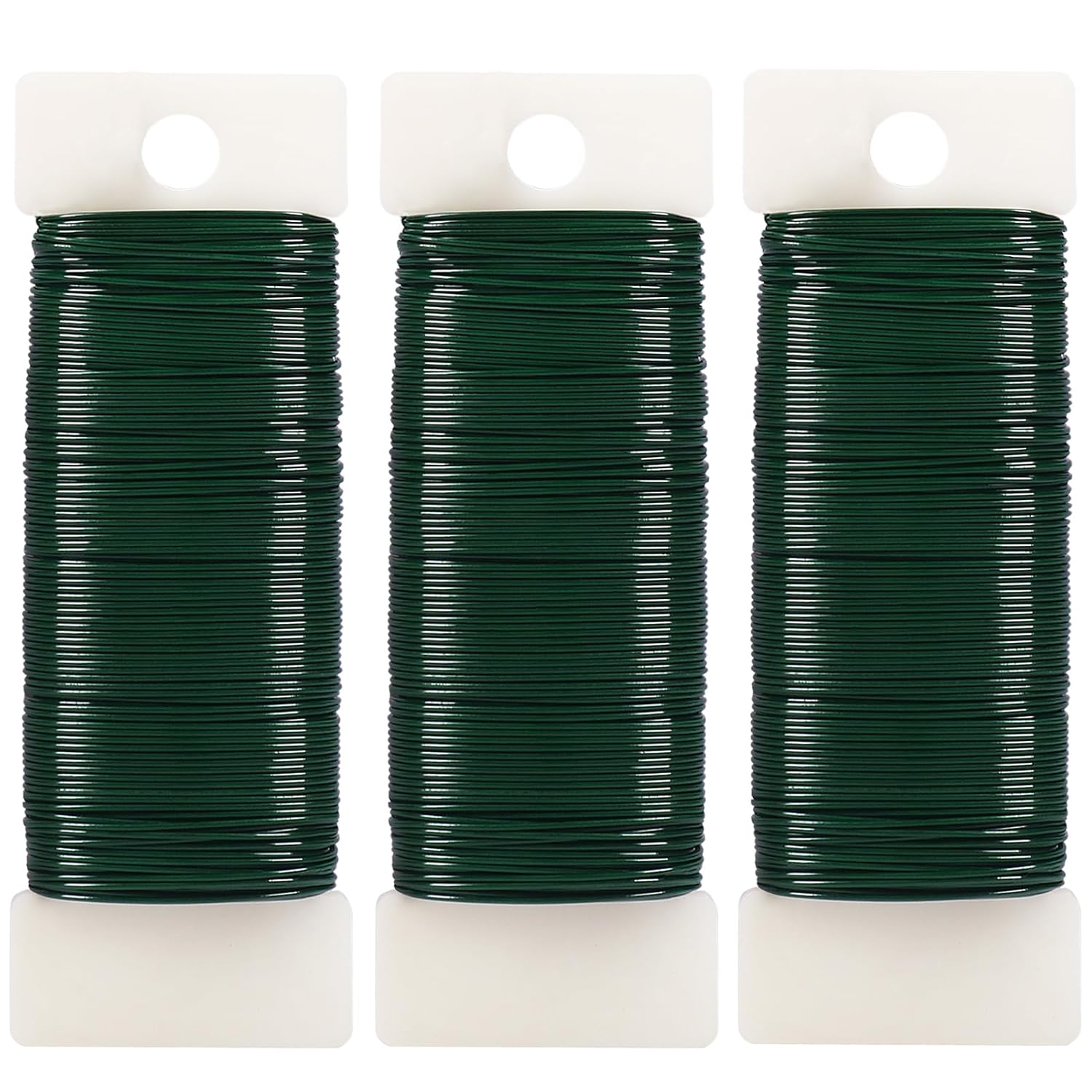 Green Floral Wire, 3 Pack Christmas Wreath Wire, 295 Feet 22 Gauge Florist Ties for Flower Arrangements, Christmas Ornaments, Wreath Making, Gardening, Crafts - Image 1