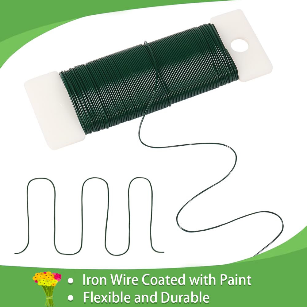 Green Floral Wire, 3 Pack Christmas Wreath Wire, 295 Feet 22 Gauge Florist Ties for Flower Arrangements, Christmas Ornaments, Wreath Making, Gardening, Crafts - Image 2