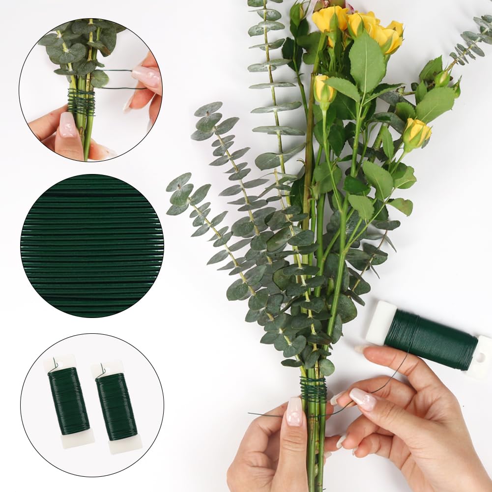 Green Floral Wire, 3 Pack Christmas Wreath Wire, 295 Feet 22 Gauge Florist Ties for Flower Arrangements, Christmas Ornaments, Wreath Making, Gardening, Crafts - Image 4