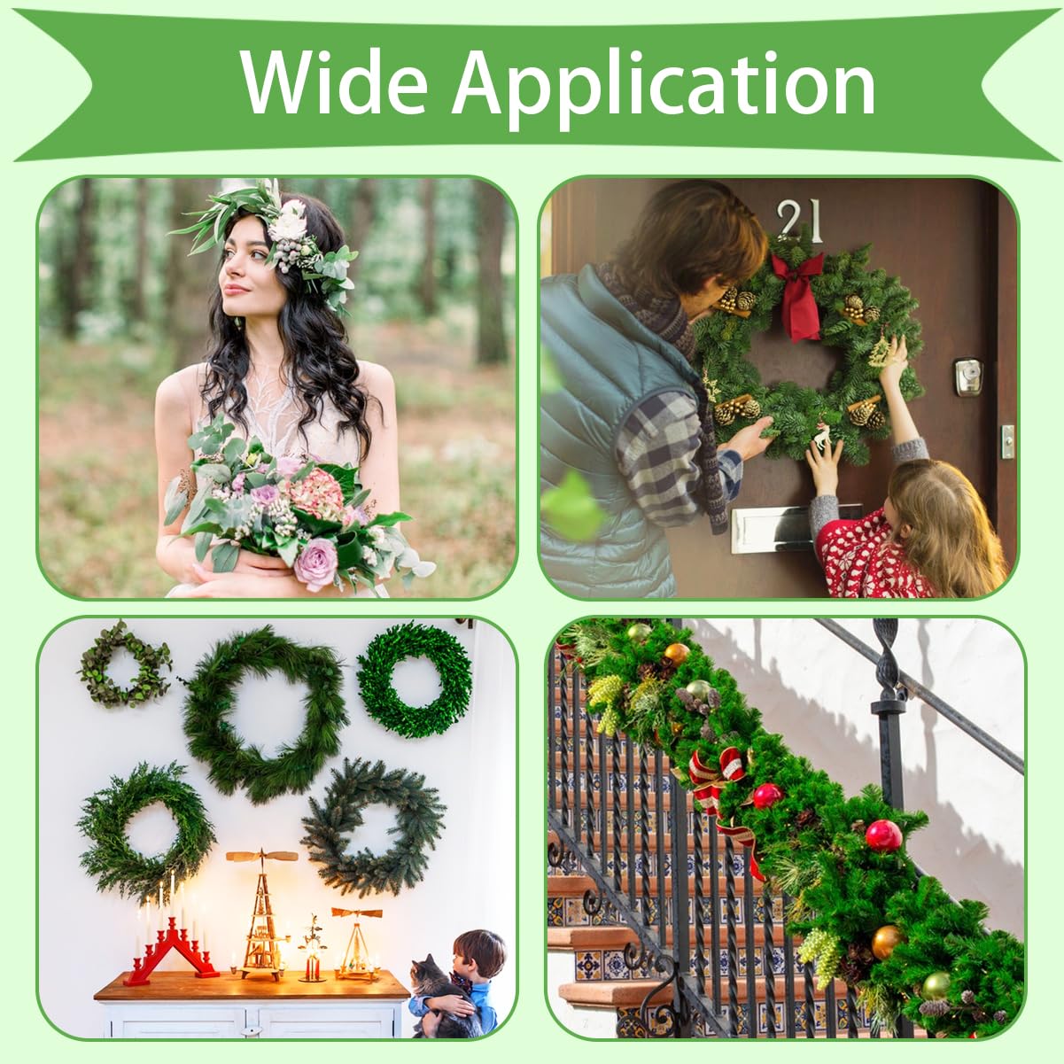 Green Floral Wire, 3 Pack Christmas Wreath Wire, 295 Feet 22 Gauge Florist Ties for Flower Arrangements, Christmas Ornaments, Wreath Making, Gardening, Crafts - Image 7