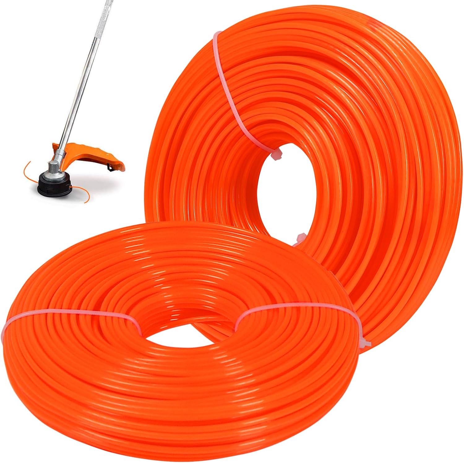 String Trimmer Line 0.095-Inch, 328 Feet 2.4mm Round Nylon Weed Eater String for Grass, Weeds and Brush, Universal Fit for Gas and Electric Trimmers (Orange, 164 Feet/Roll) - Image 1