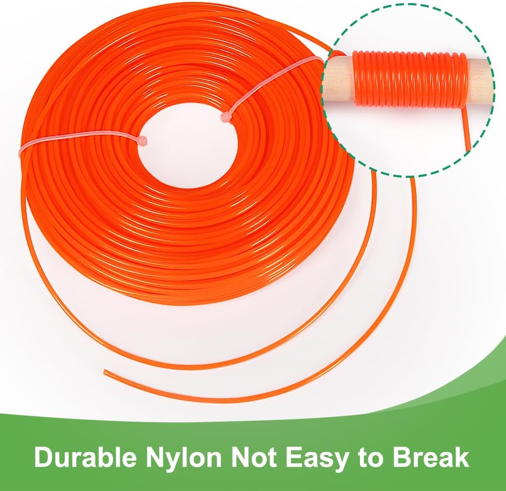 String Trimmer Line 0.095-Inch, 328 Feet 2.4mm Round Nylon Weed Eater String for Grass, Weeds and Brush, Universal Fit for Gas and Electric Trimmers (Orange, 164 Feet/Roll) - Image 2