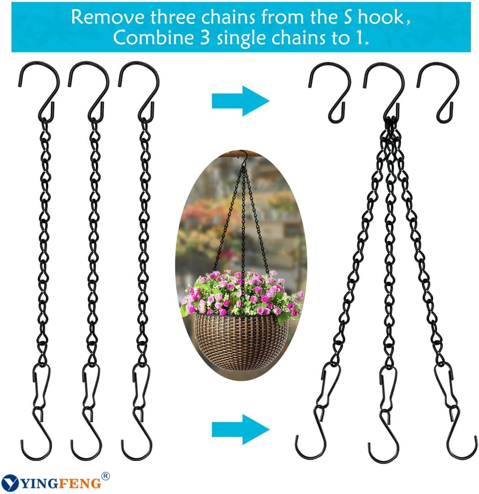 10 Pack 9.5 Inch Black Hanging Chains, Garden Plant Hangers for Hanging Bird Feeders, Billboards, Chalkboards, Basket, Planters, Lanterns, Wind Chimes and Decorative Ornaments Etc. - Image 3