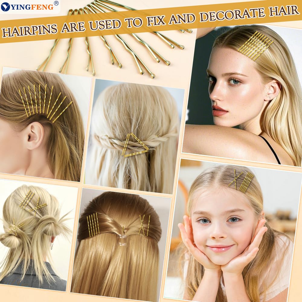 510PCS Blonde Bobby Pins Hair Pins Kit with Hair Net,  Includes 100 Bobby Pins for Women, 100 U Shaped Buns Hair Clips, 300 Hair Bands and 10 Blonde Hair Nets, Dance competition must haves - Image 2