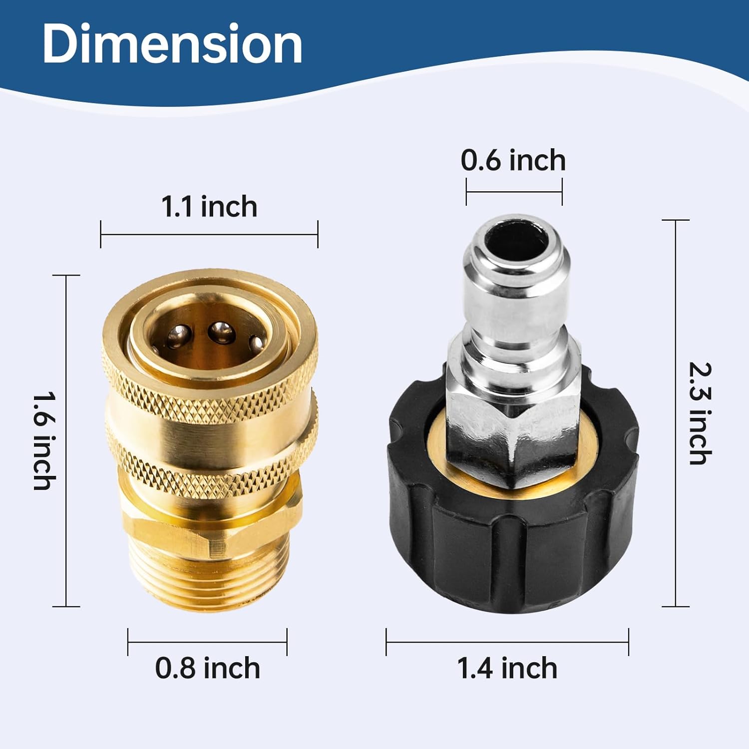 Pressure Washer Adapter Set, Quick Connect Kit, M22 14mm to 3/8 Inch Quick Connect Pressure Washer Hose Adapter - Image 2