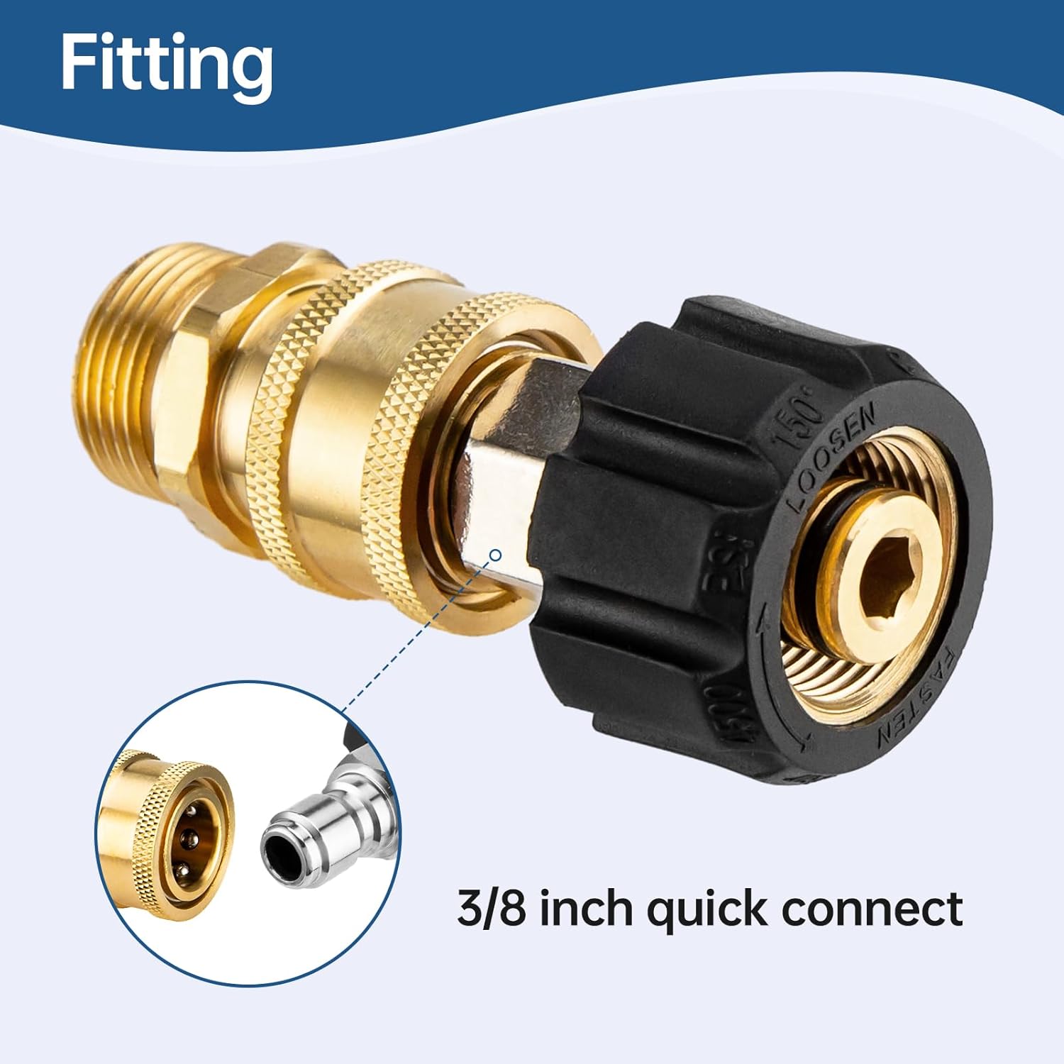 Pressure Washer Adapter Set, Quick Connect Kit, M22 14mm to 3/8 Inch Quick Connect Pressure Washer Hose Adapter - Image 6