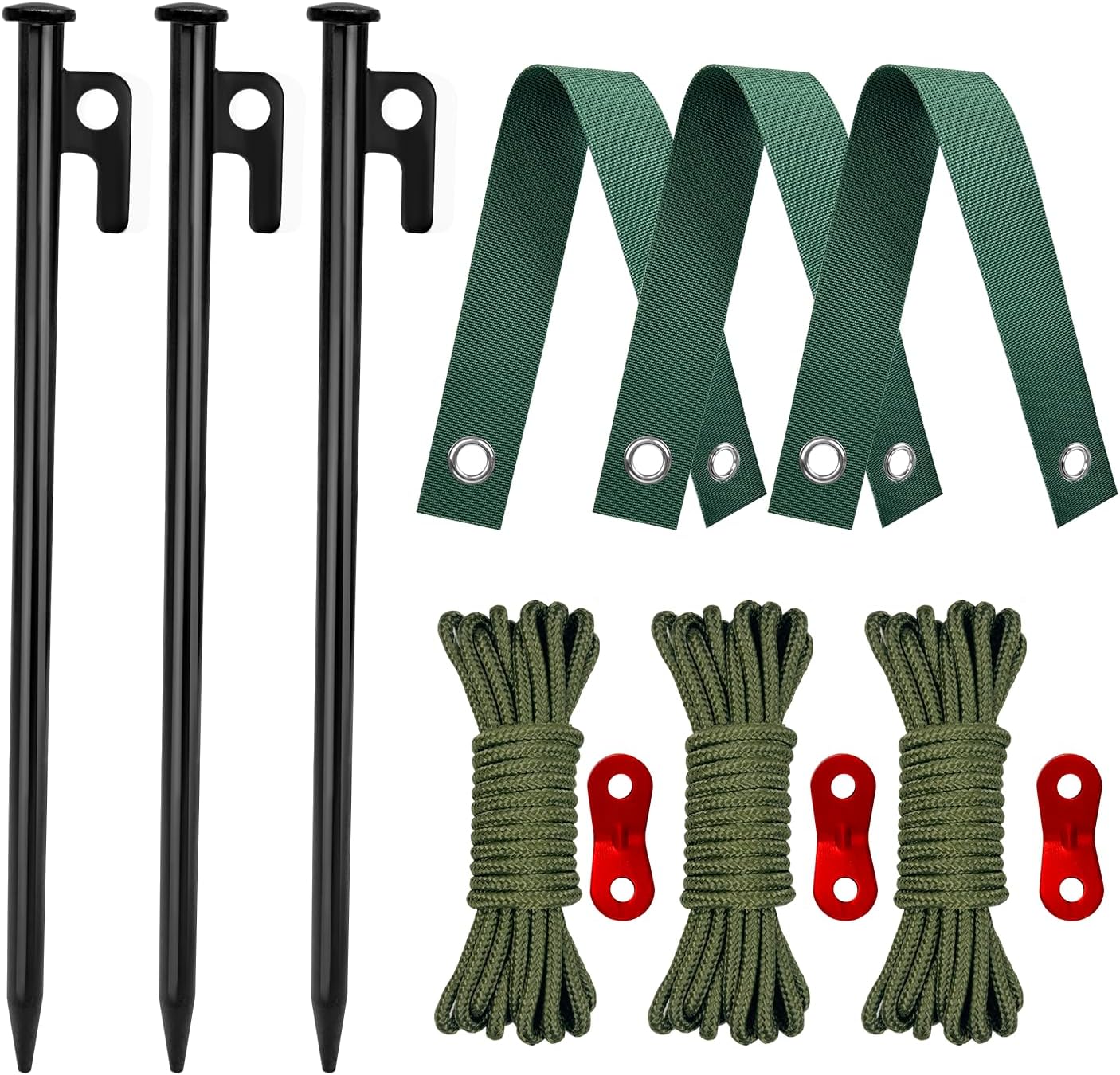 Tree Stakes and Supports, Heavy Duty Tree Stakes Kit Include 3Pcs Tree Straps for Staking, 3Pcs 12