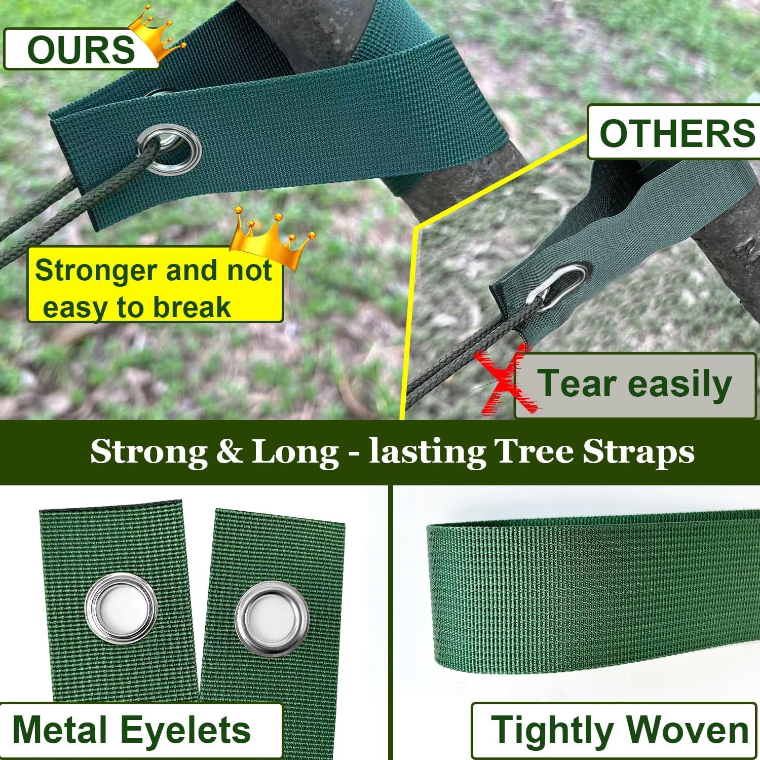 Tree Stakes and Supports, Heavy Duty Tree Stakes Kit Include 3Pcs Tree Straps for Staking, 3Pcs 12