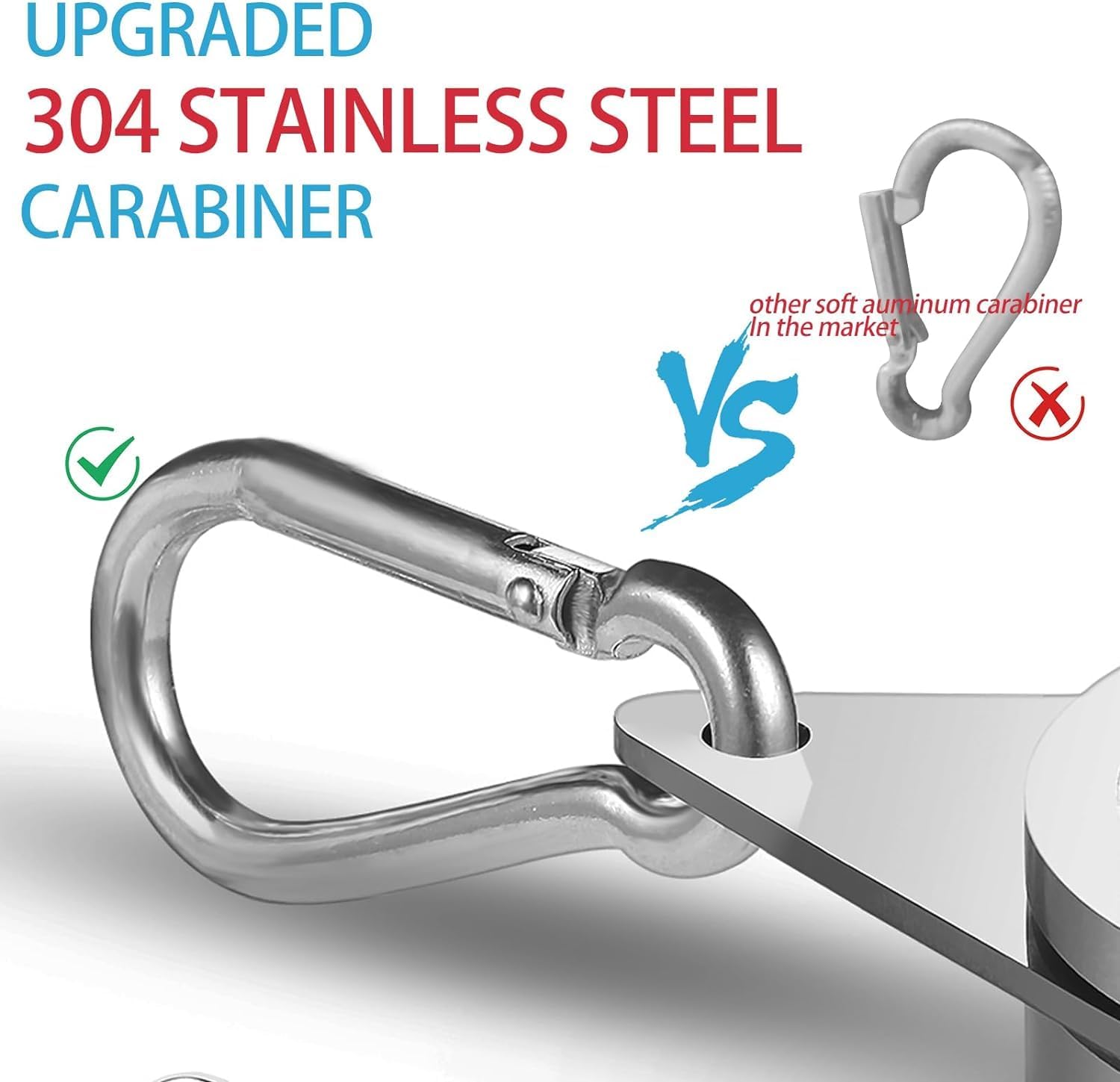 Flag Pole Rings, Aluminum Alloy Flagpole Rings 360° Rotating Anti Wrap Mounting Ring, Spinning Clips with Carabiner for 0.75-1.02 Inch Diameter- Pack of 2 (Matte Silver) - Image 3