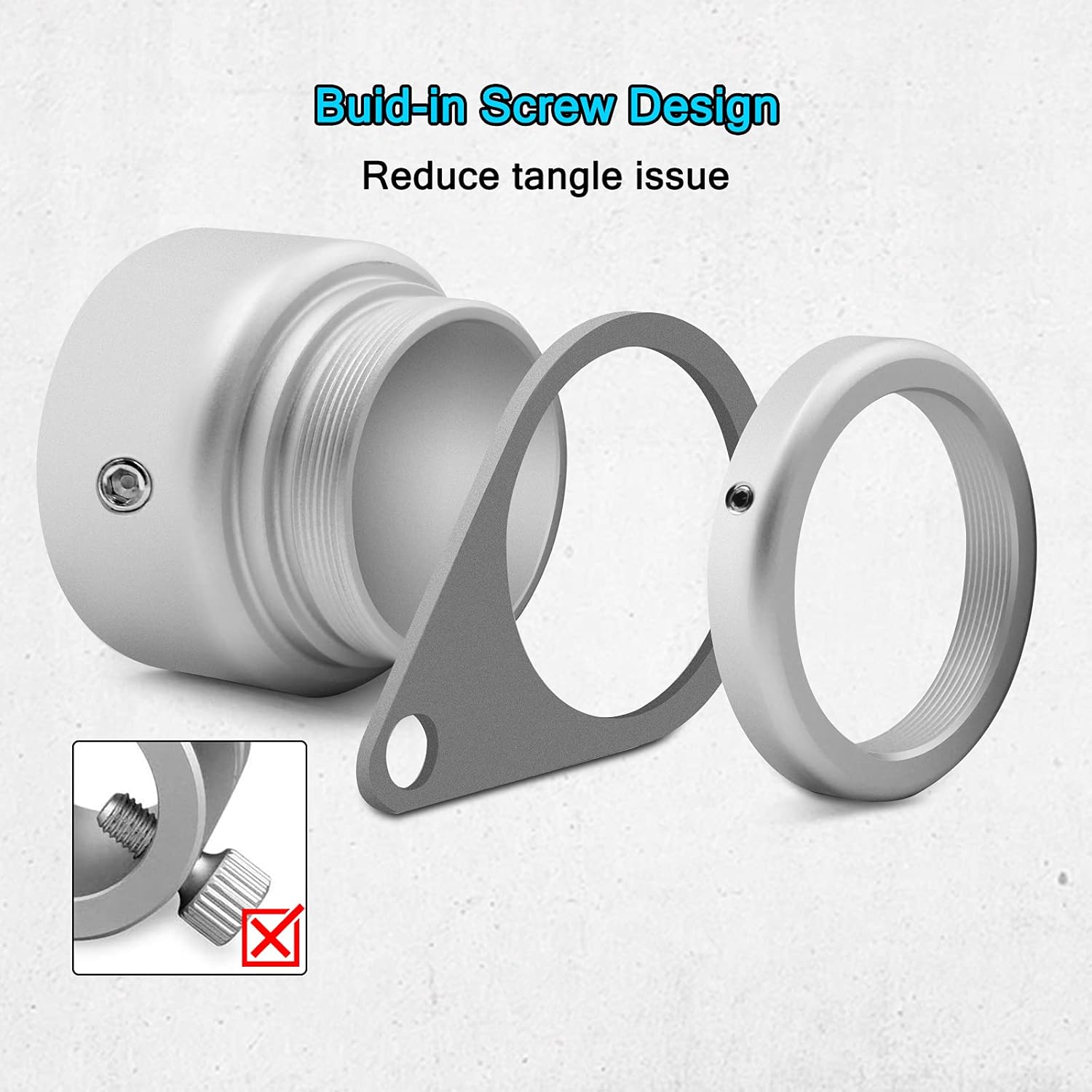 Flag Pole Rings, Aluminum Alloy Flagpole Rings 360° Rotating Anti Wrap Mounting Ring, Spinning Clips with Carabiner for 0.75-1.02 Inch Diameter- Pack of 2 (Matte Silver) - Image 4