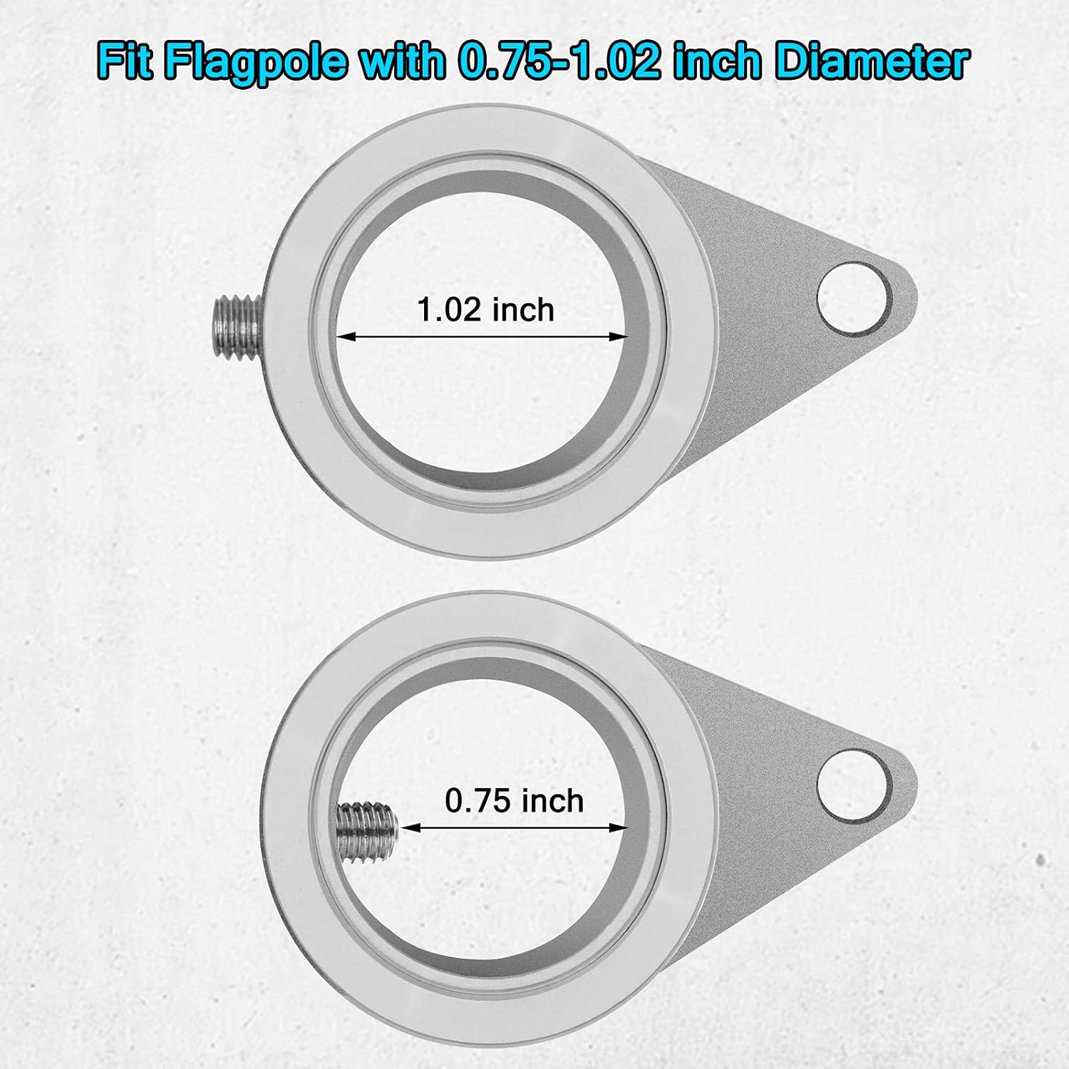 Flag Pole Rings, Aluminum Alloy Flagpole Rings 360° Rotating Anti Wrap Mounting Ring, Spinning Clips with Carabiner for 0.75-1.02 Inch Diameter- Pack of 2 (Matte Silver) - Image 5