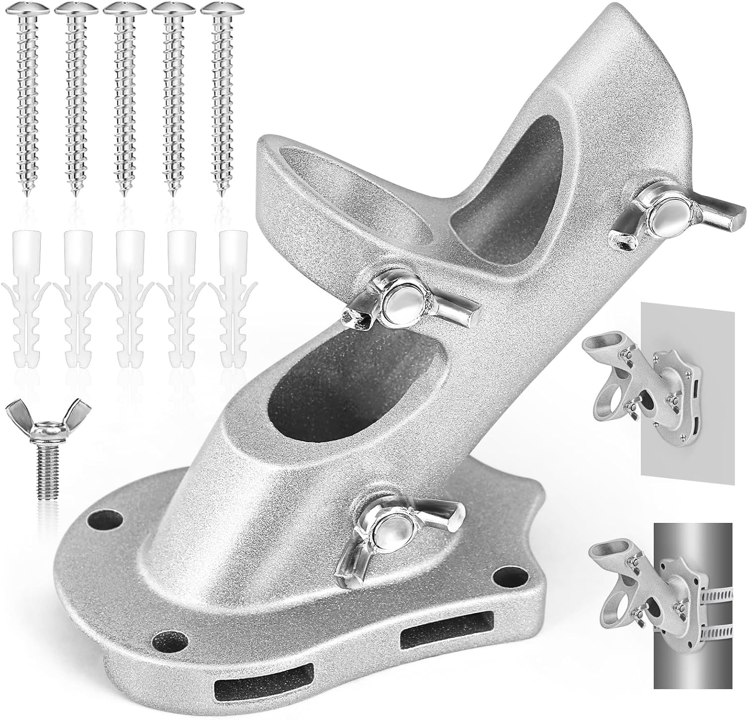 Flag Pole Holder,  Flag Pole Brackets Mount Outside House Heavy-Duty Aluminum Metal Rust Proof Bracket 1