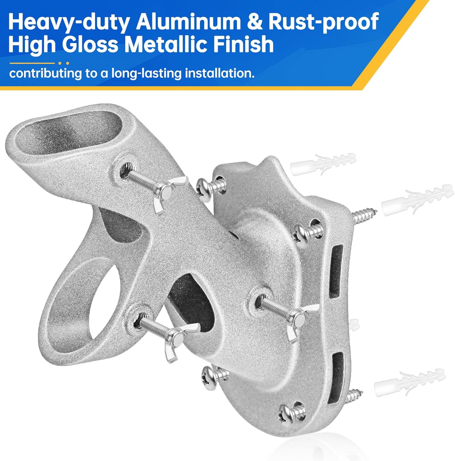 Flag Pole Holder,  Flag Pole Brackets Mount Outside House Heavy-Duty Aluminum Metal Rust Proof Bracket 1