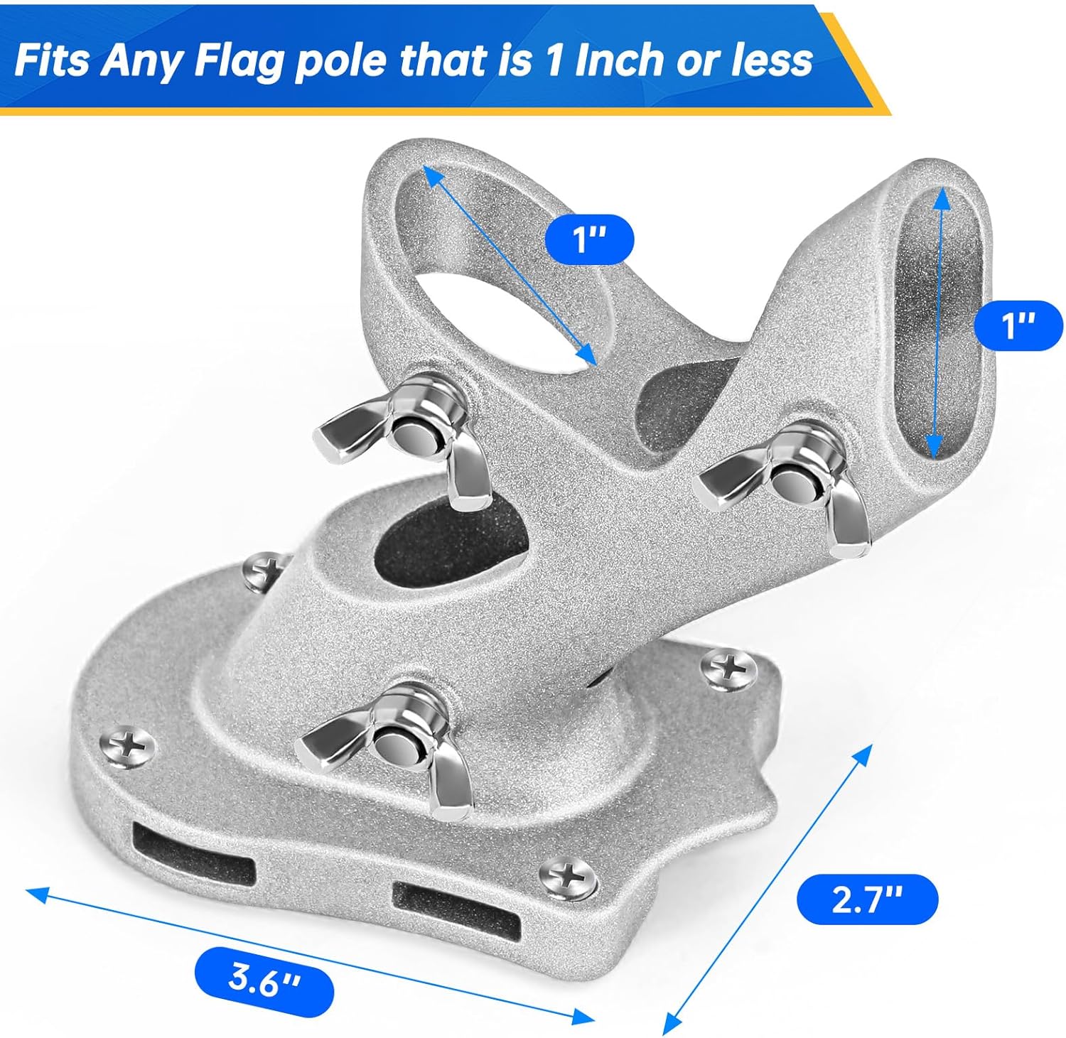 Flag Pole Holder,  Flag Pole Brackets Mount Outside House Heavy-Duty Aluminum Metal Rust Proof Bracket 1