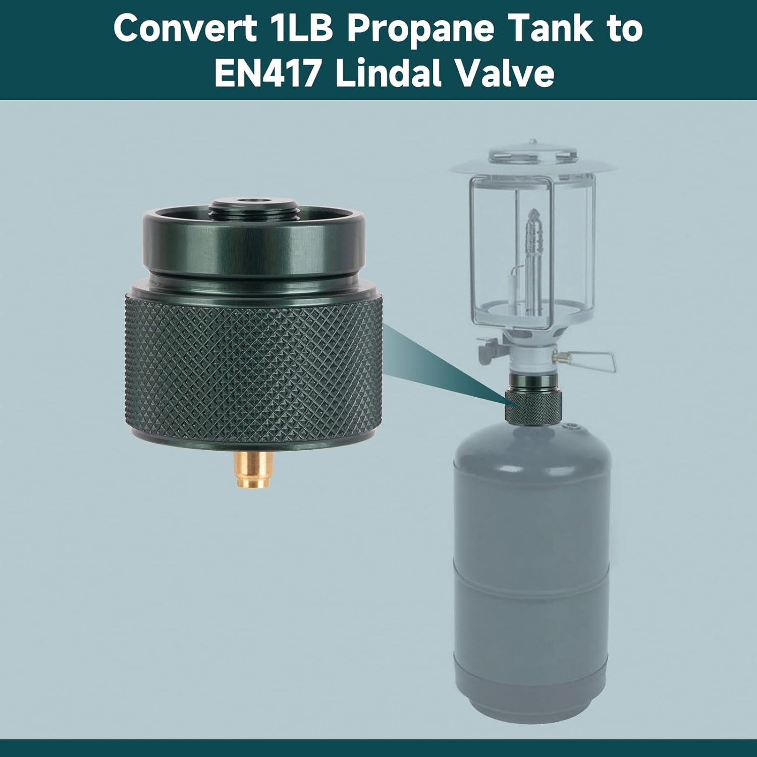 Propane to Butane Adapter, 1 Lb Propane Tank Input and EN417 Lindal Valve Output, Camping Stove Adapter for Backpacking Stove, Portable Burner, Heater, Auto-Off - Image 2